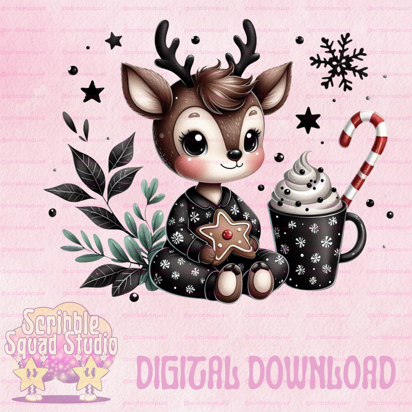 BLACK REINDEER PNG