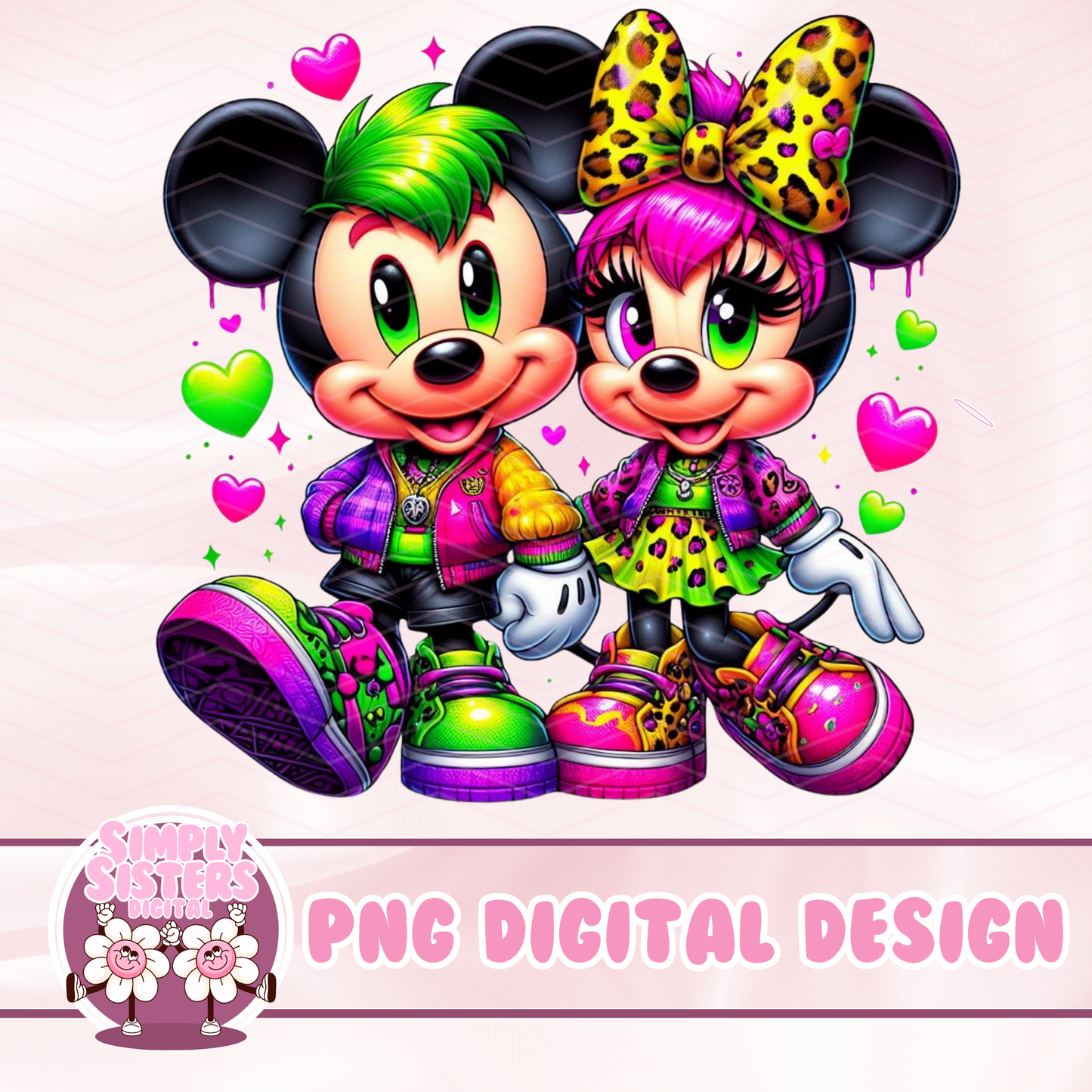 LISA FRANK STYLE MICKEY AND MINNIE