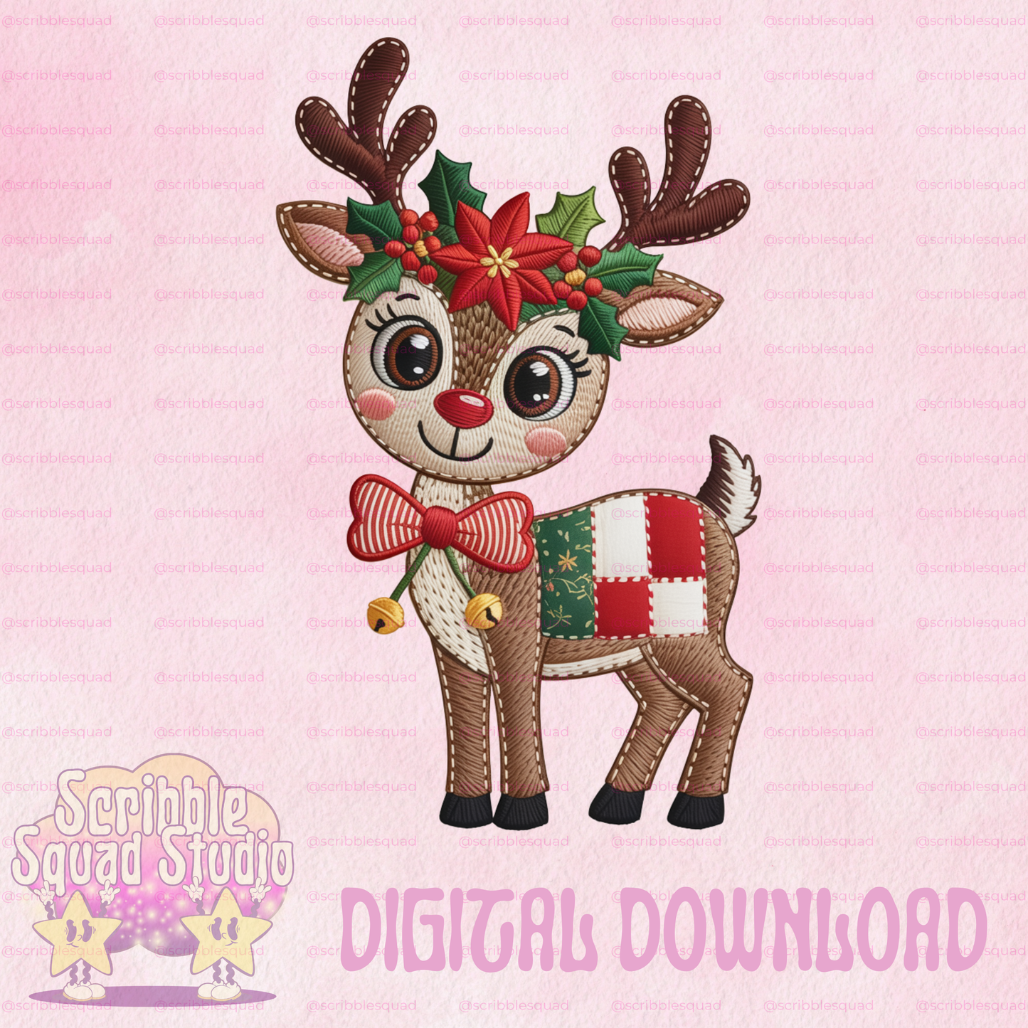 RUDOLPH EMBROIDERED PNG