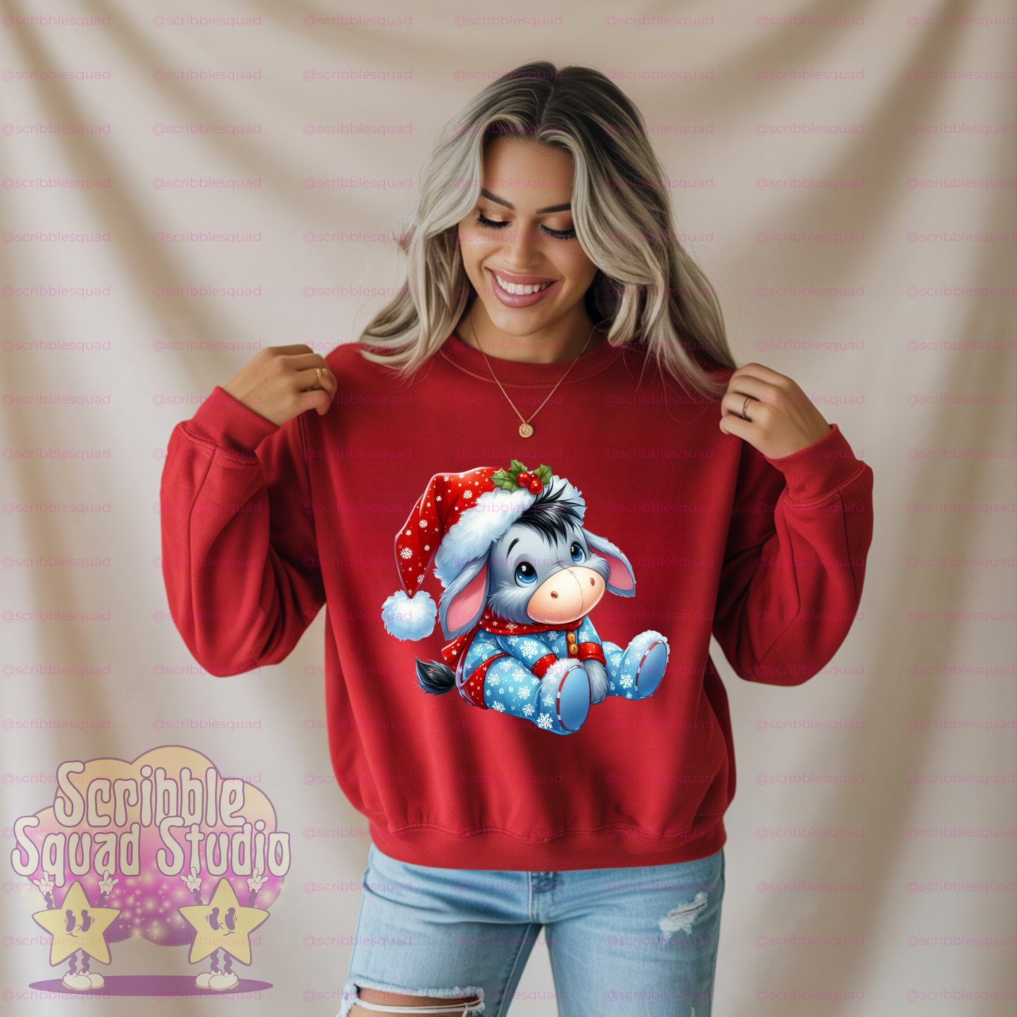 EEYORE CHRISTMAS JAMMIES PNG