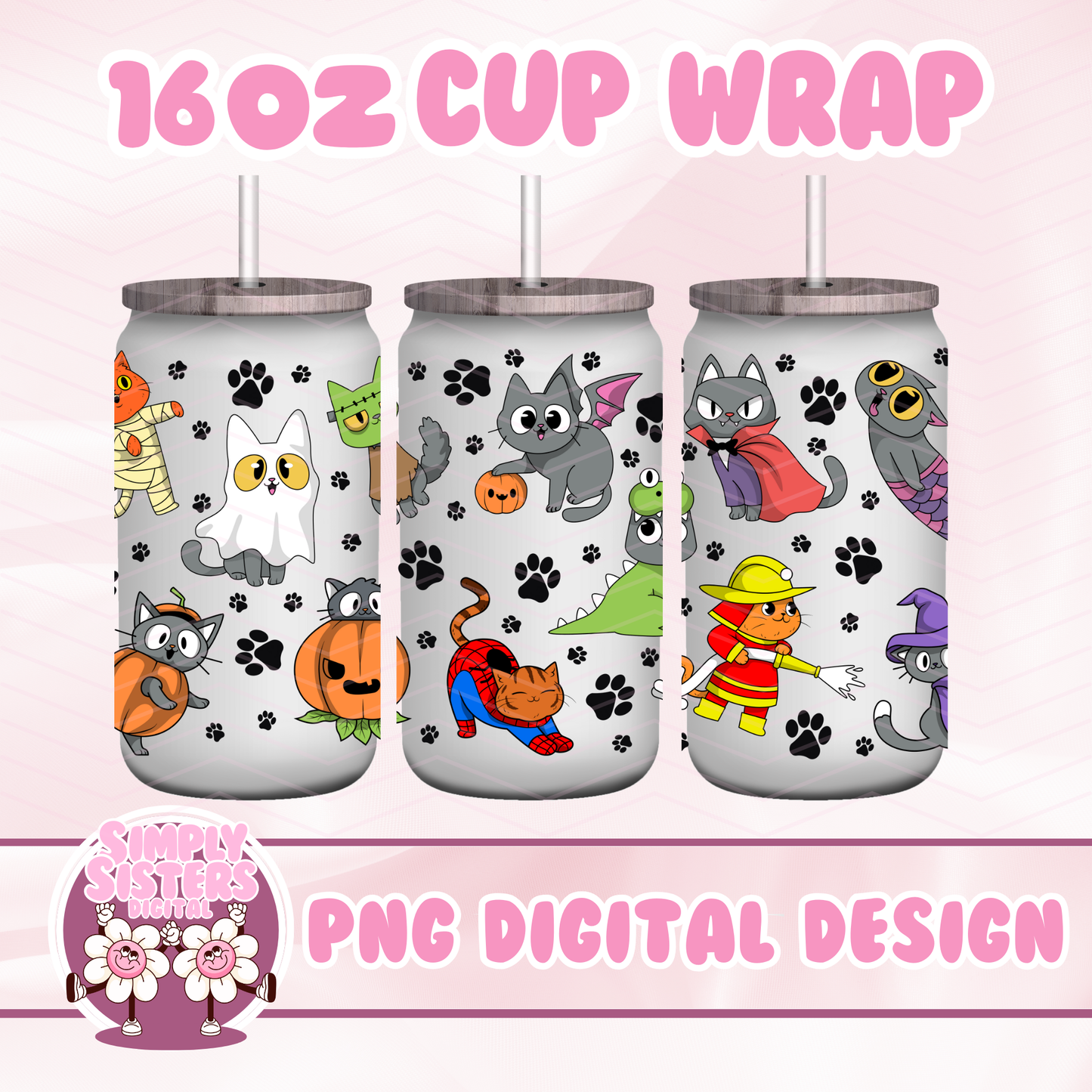 SPOOKY KITTY CUP WRAP