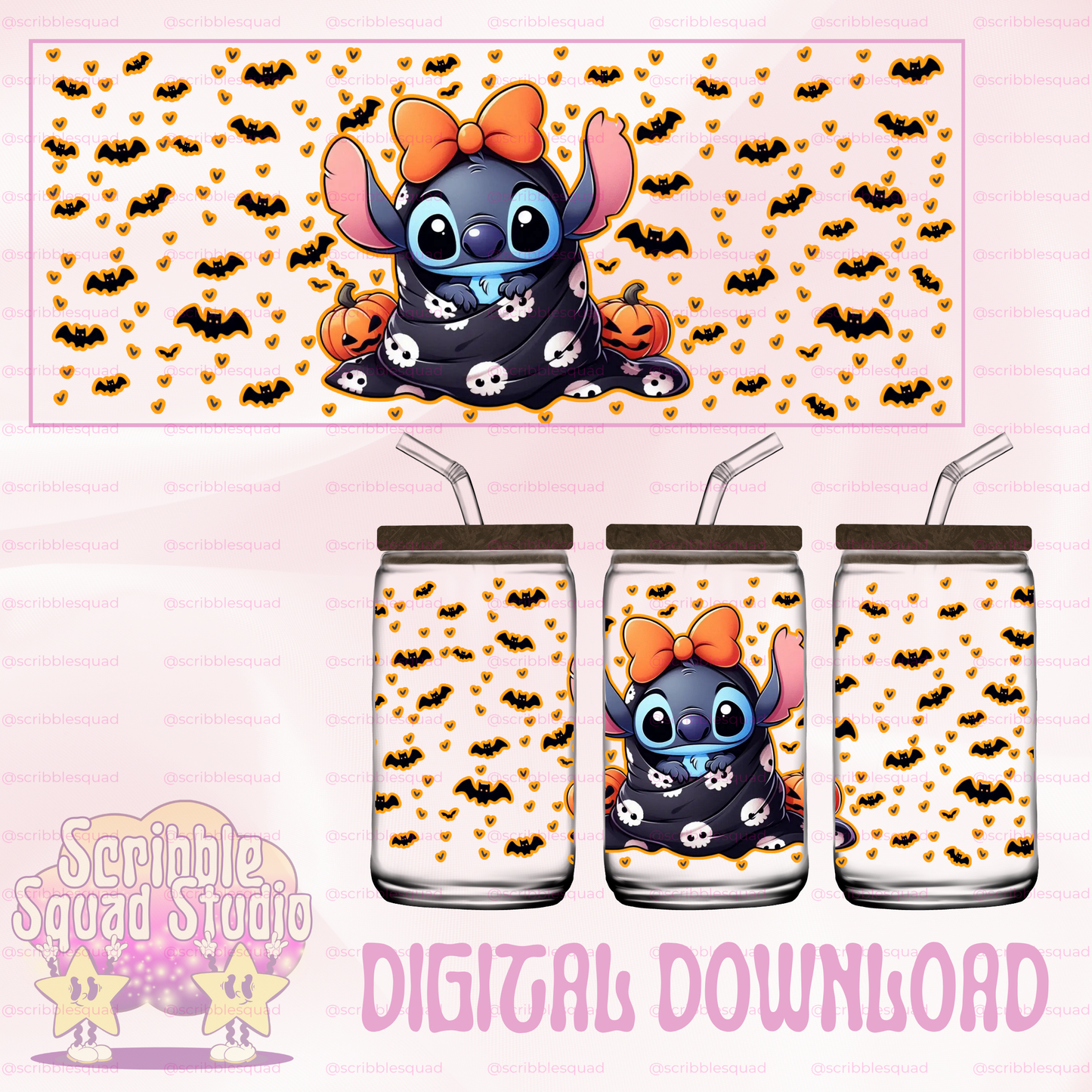 SPOOKY STITCH ORANGE PNG