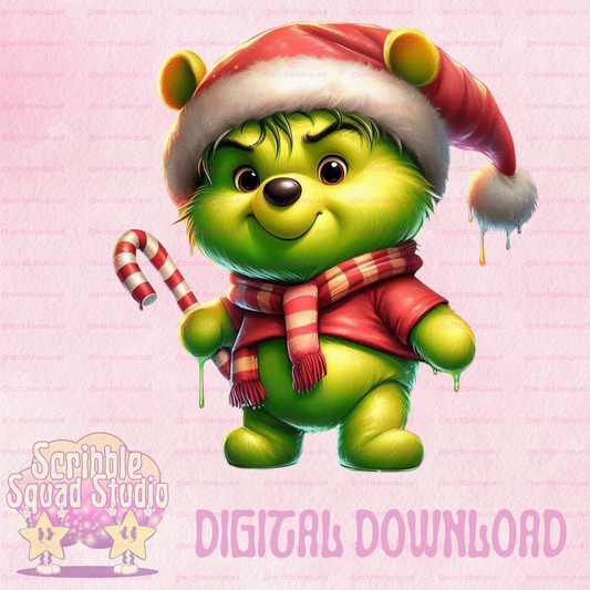 FESTIVE GREEN POOH PNG