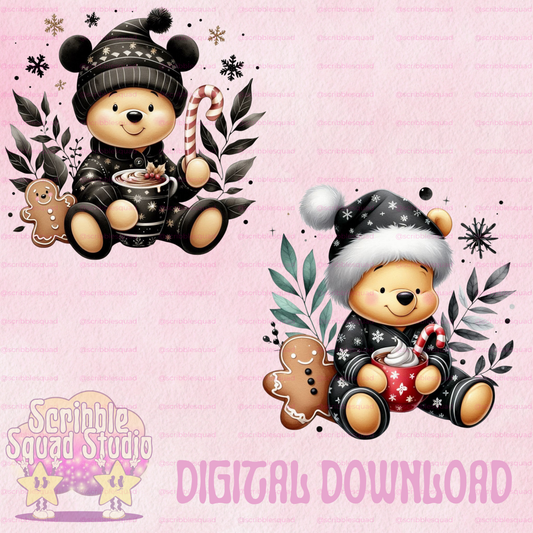 BLACK CHRISTMAS POOH PNG