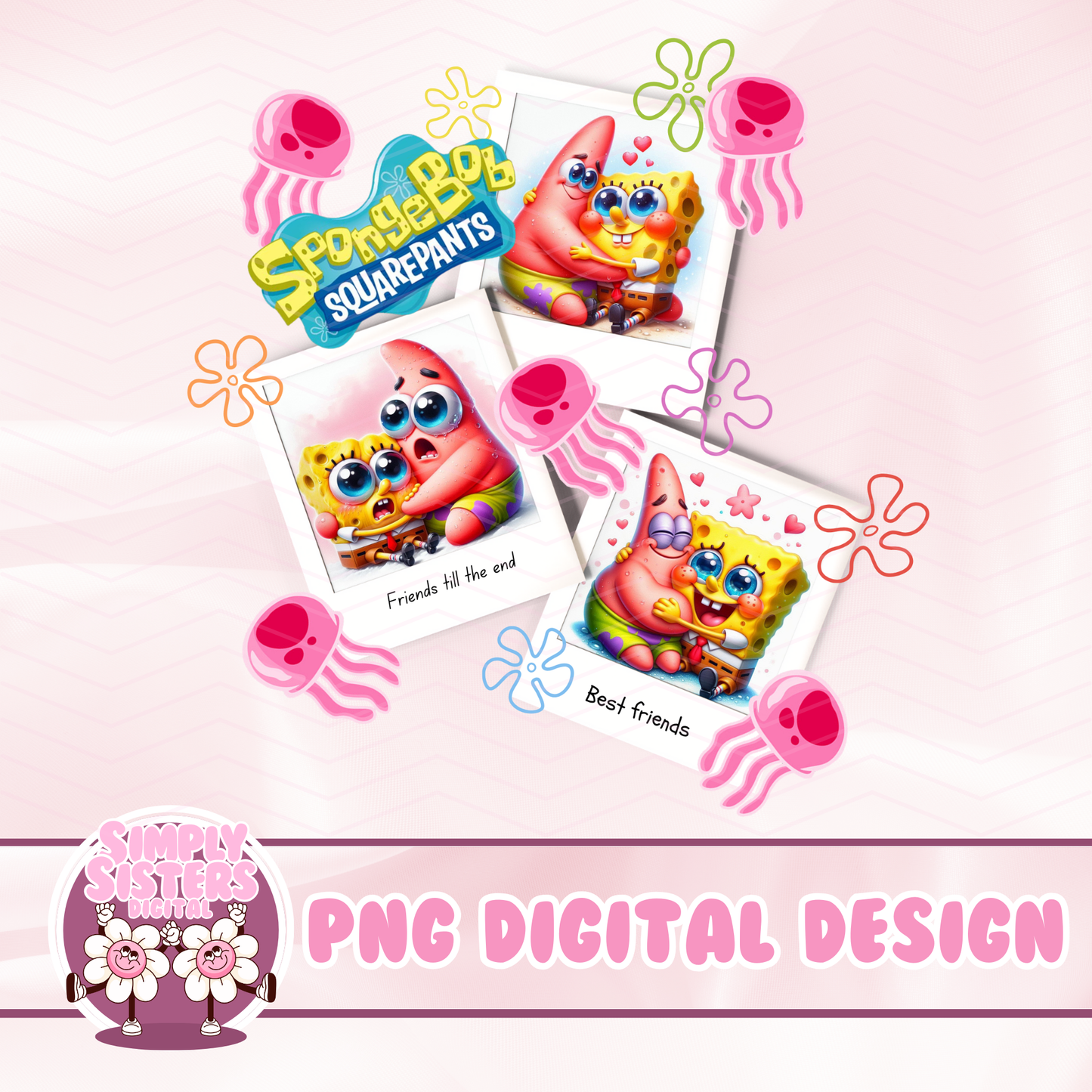 SPONGE  AND STAR POLAROID PNG