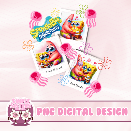 SPONGE  AND STAR POLAROID PNG