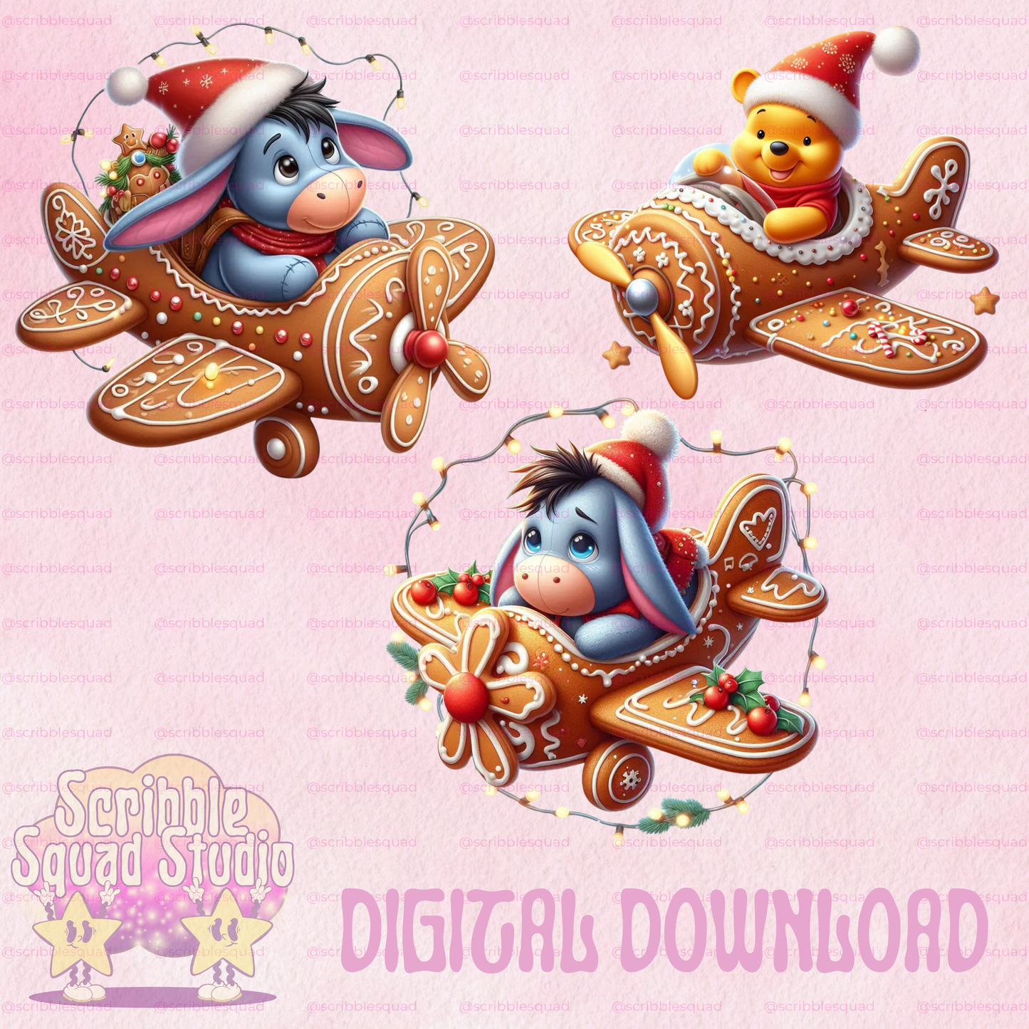 GINGERBREAD PLANE POOH BUNDLE PNG