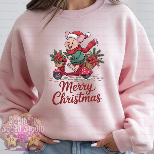 FESTIVE PIGLET MOPED PNG