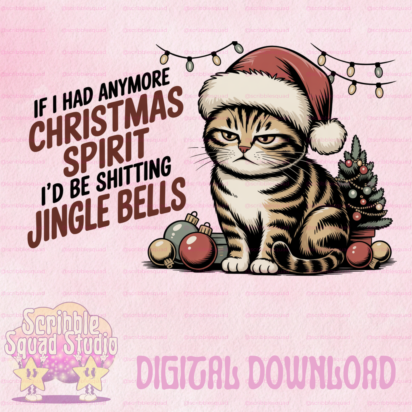 GRUMPY CHRISTMAS CAT PNG
