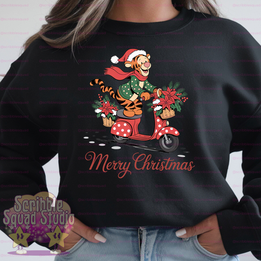 CHRISTMAS TIGGER MOPED PNG