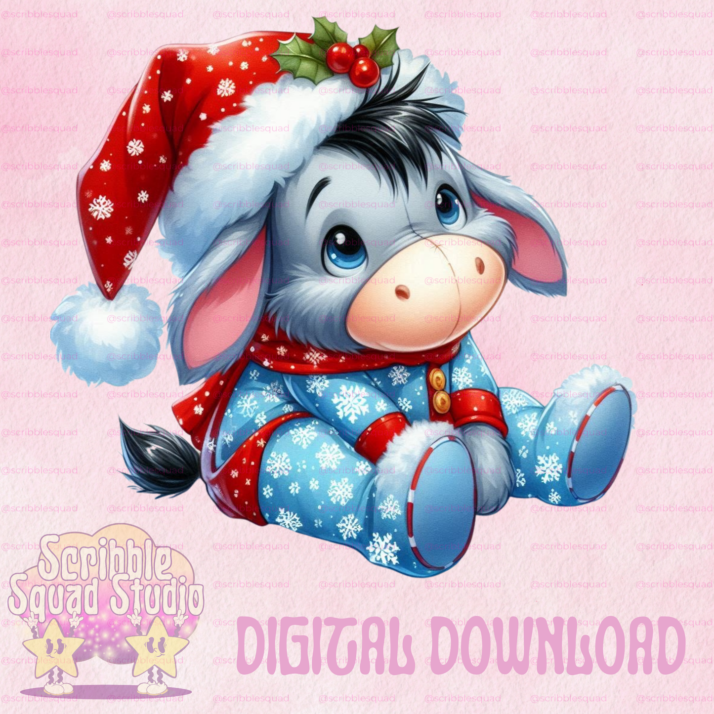 EEYORE CHRISTMAS JAMMIES PNG