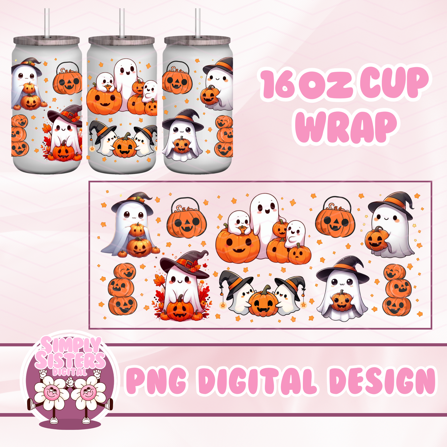 WITCHY PUMPKIN GHOST CUP WRAP