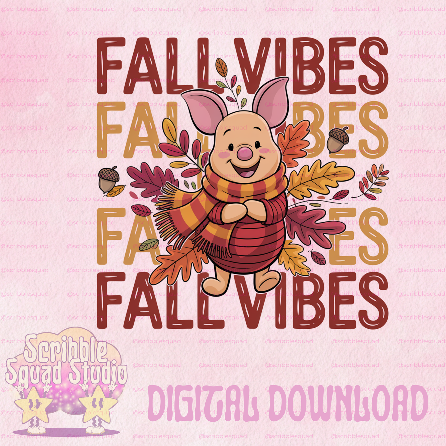 FALL VIBES PIGLET PNG