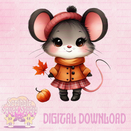 CUTE FALL MOUSE PNG