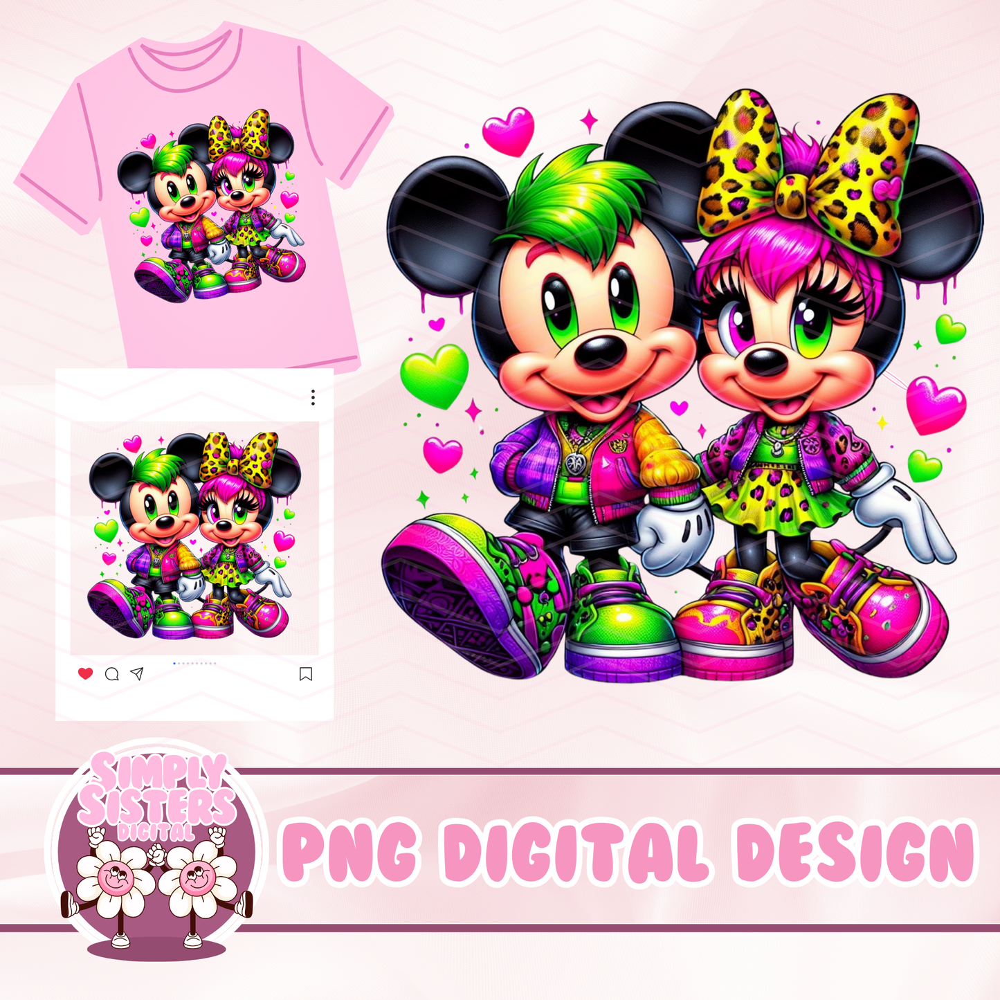 LISA FRANK STYLE MICKEY AND MINNIE