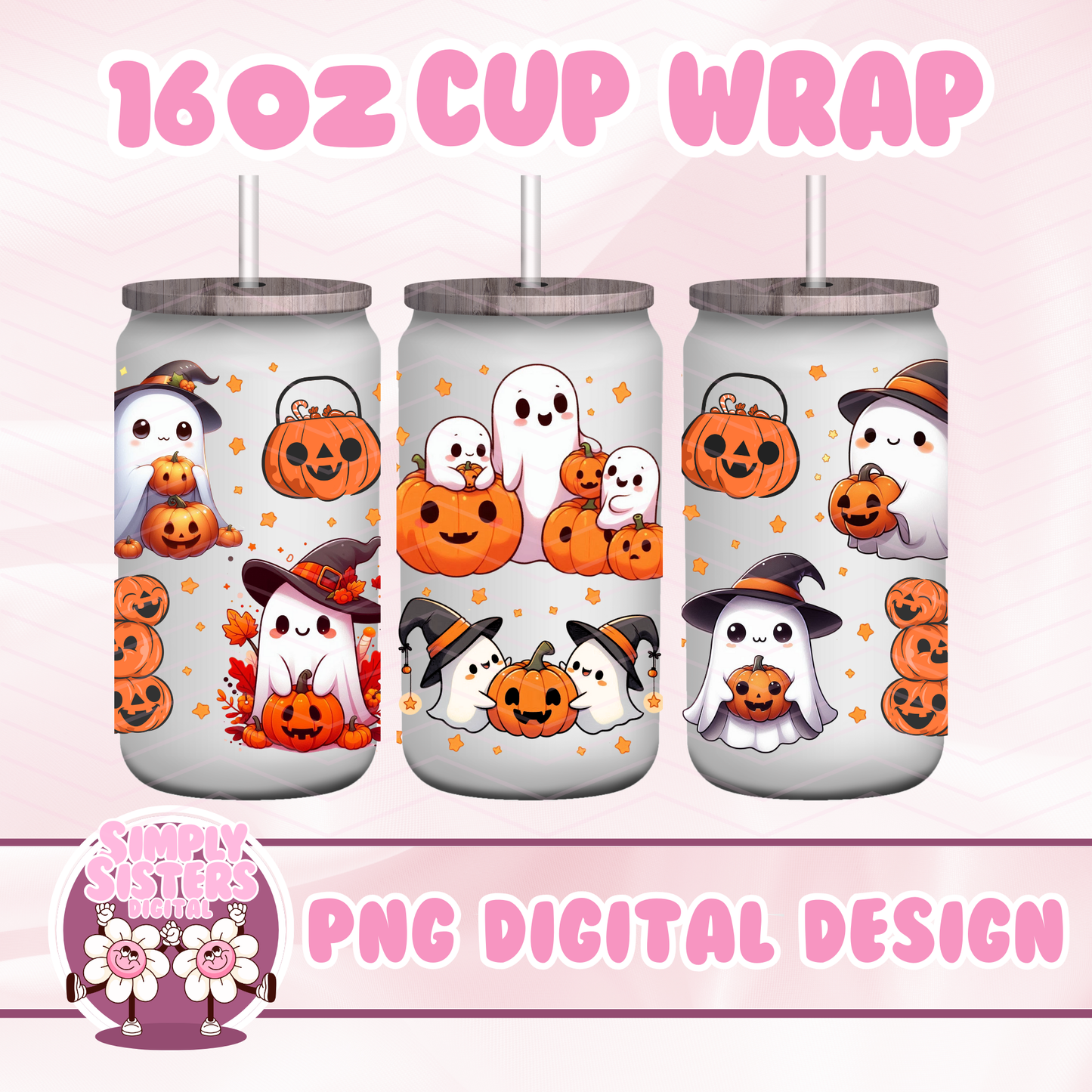 WITCHY PUMPKIN GHOST CUP WRAP