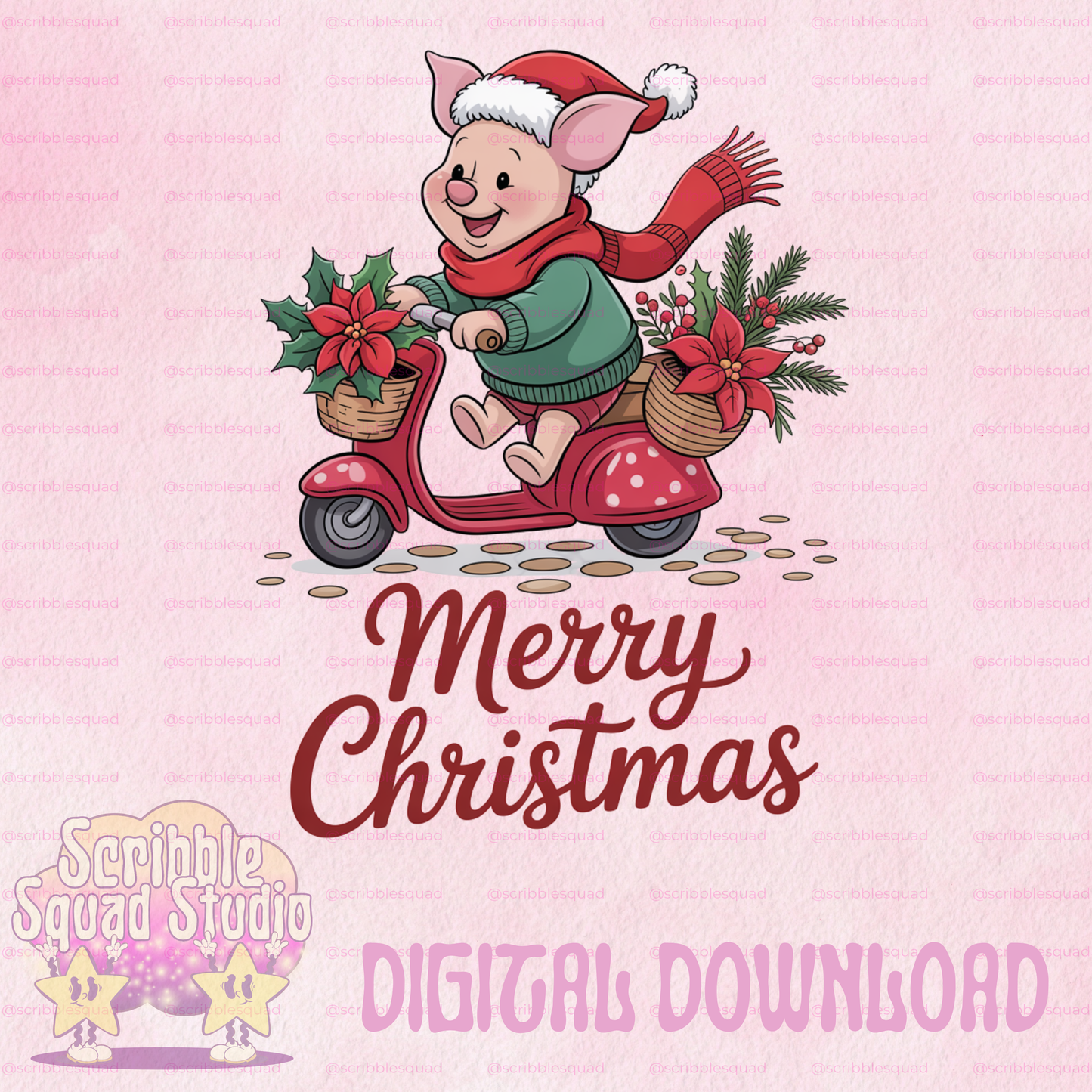 FESTIVE PIGLET MOPED PNG