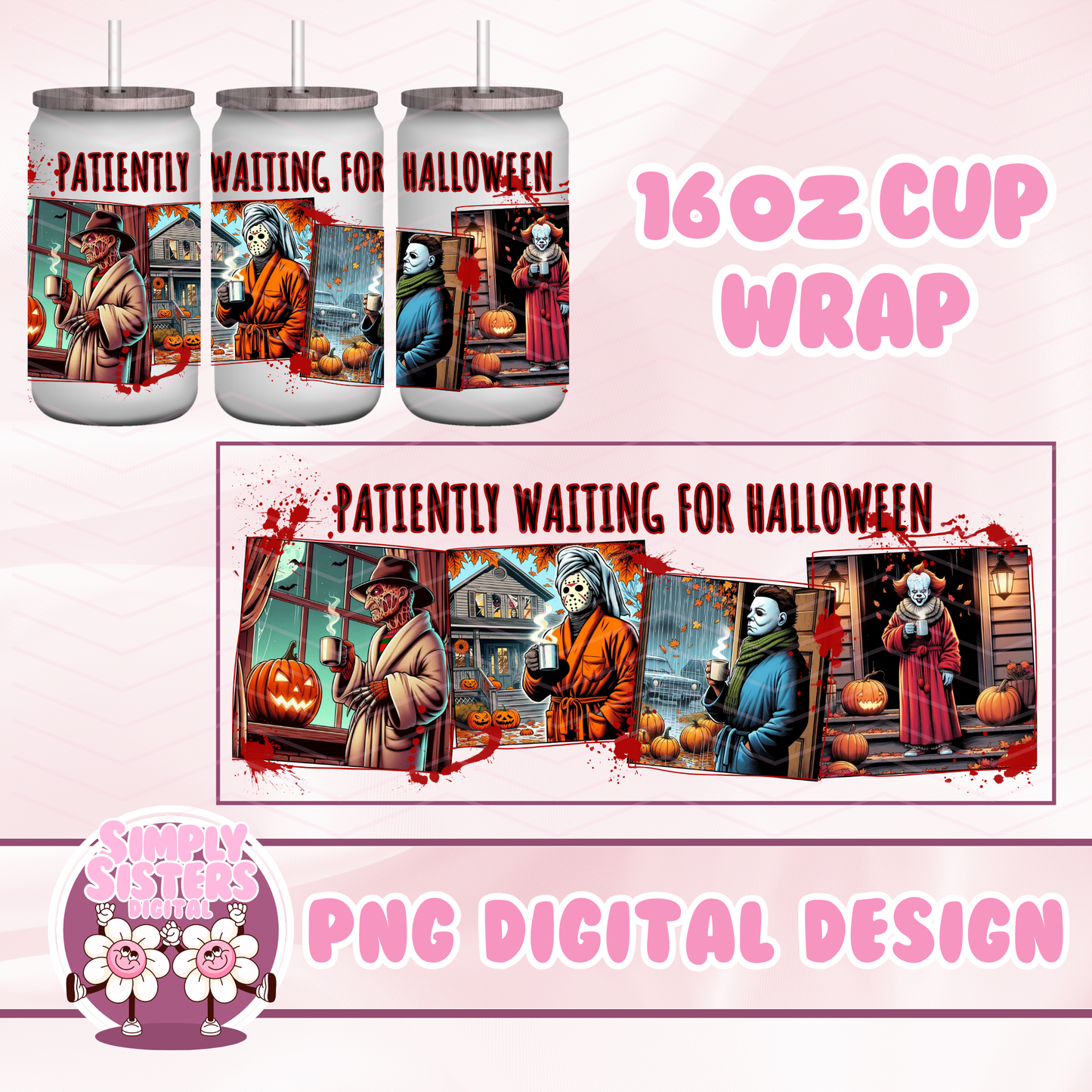 SLASHER WAITING FOR HALLOWEEN CUP WRAP