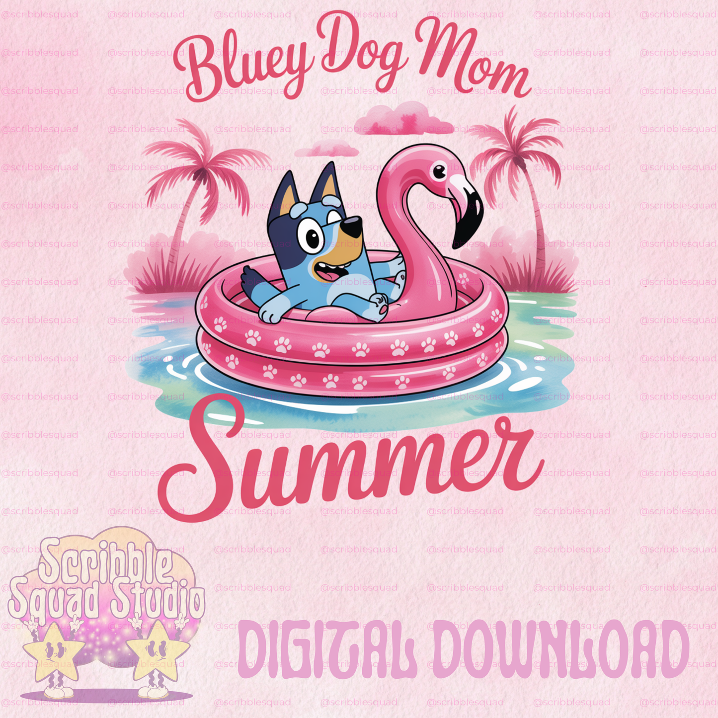 BLUEY DOG MOM SUMMER PNG
