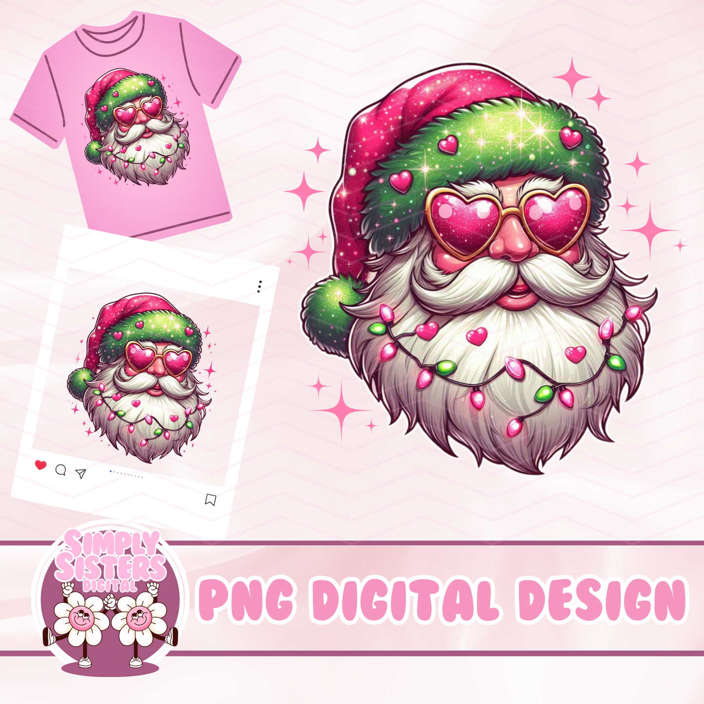 PINK GROOVY SANTA PNG