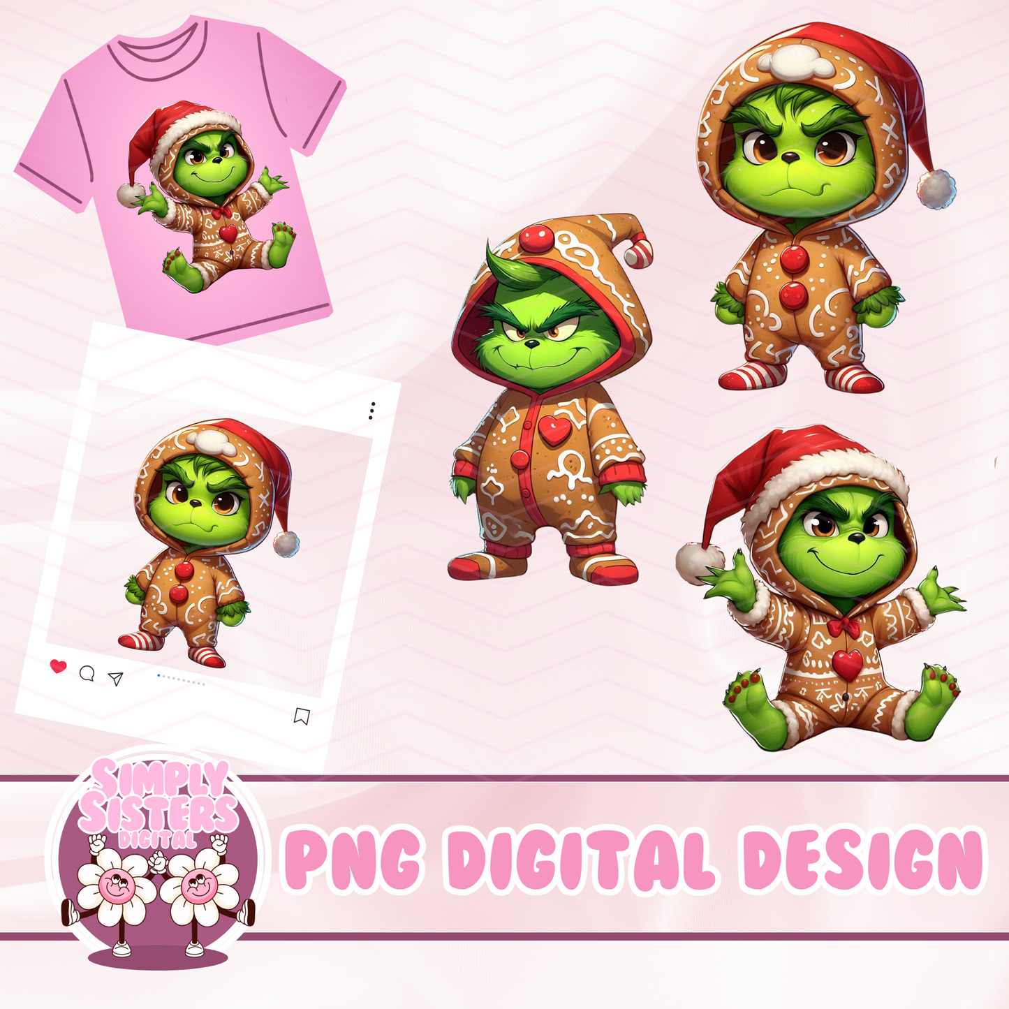 GRINCH IN A GINGERBREAD ONESIE