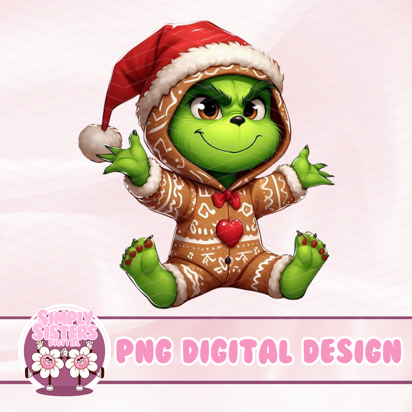 GRINCH IN A GINGERBREAD ONESIE