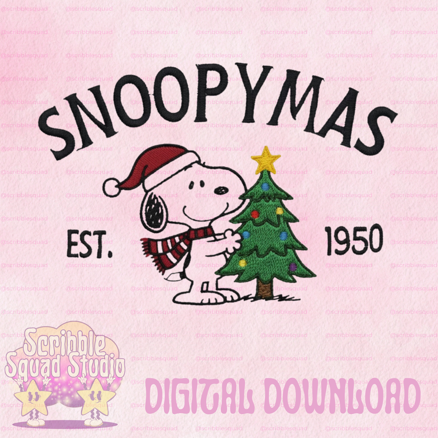 SNOOPYMAS TREE EMBROIDERED PNG