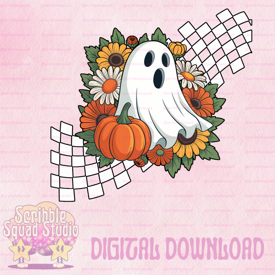 RETRO FLOWER GHOST PNG
