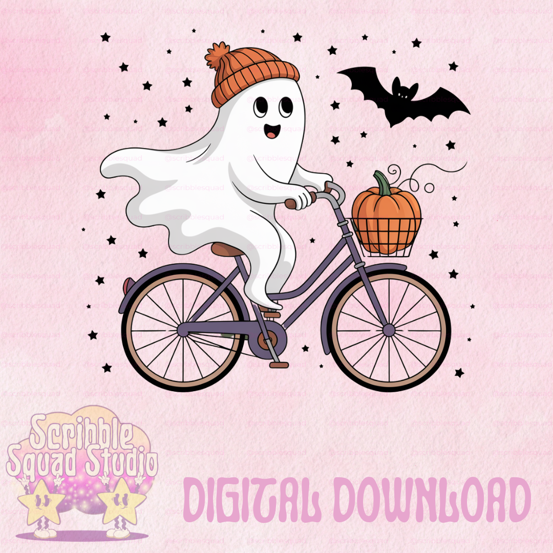 CUTE BIKING GHOST PNG